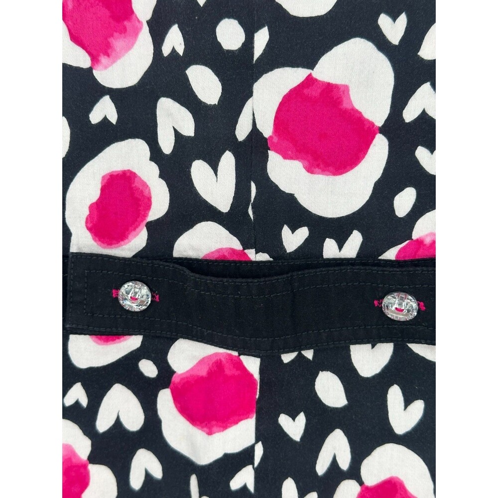 Koi Limited Edition Scrub Jacket Black Pink Abstract Poppy Floral Graphic Size M - Picture 3 of 8